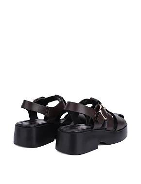 Женские сандалии кожаные коричневые - фото 3 - Miraton