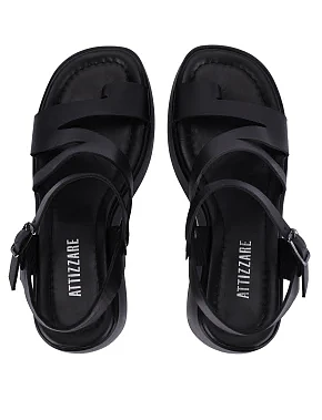 Жіночі босоніжки шкіряні чорні - фото 1 - Miraton