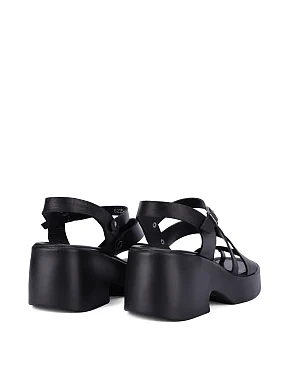 Жіночі босоніжки шкіряні чорні - фото 3 - Miraton