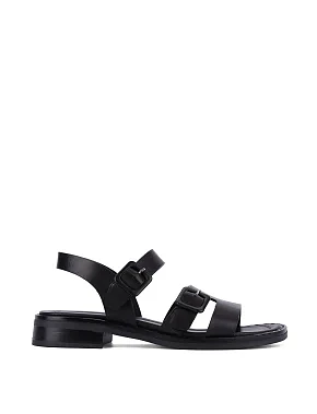 Жіночі сандалі шкіряні чорні - фото  - Miraton