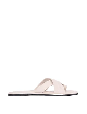 Женские шлепанцы кожаные бежевые - фото  - Miraton