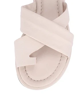 Женские шлепанцы кожаные бежевые - фото 4 - Miraton