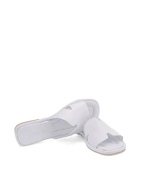 Женские шлепанцы кожаные белые - фото 4 - Miraton