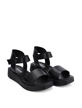 Женские сандалии кожаные черные - фото 2 - Miraton