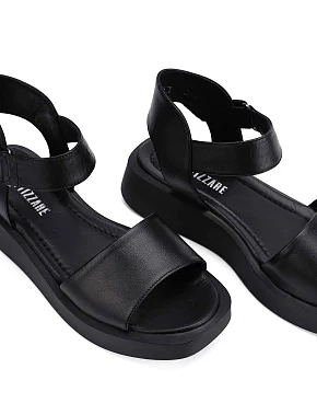 Женские сандалии кожаные черные - фото 4 - Miraton