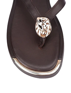 Жіночі сандалі шкіряні коричневі - фото 4 - Miraton