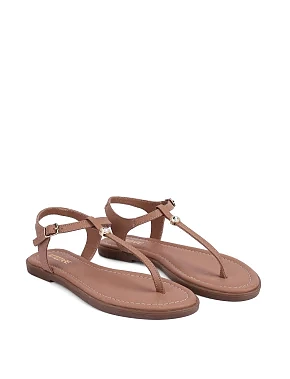 Женские сандалии кожаные бежевые - фото 2 - Miraton