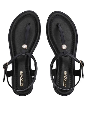 Жіночі сандалі шкіряні чорні - фото 1 - Miraton