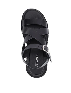 Женские сандалии кожаные черные - фото 1 - Miraton