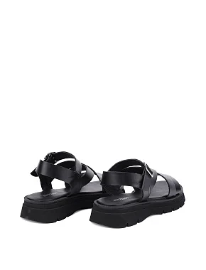 Женские сандалии кожаные черные - фото 3 - Miraton