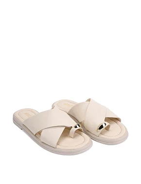 Женские шлепанцы кожаные бежевые - фото 2 - Miraton