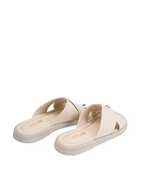 Женские шлепанцы кожаные бежевые - фото 3 - Miraton