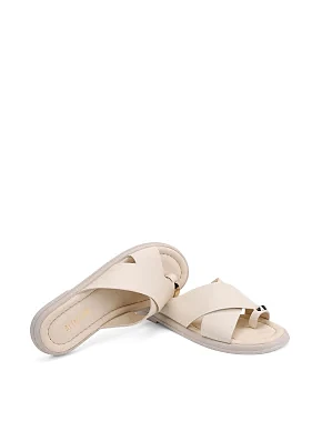 Женские шлепанцы кожаные бежевые - фото 4 - Miraton