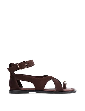 Женские сандалии велюровые коричневые - фото  - Miraton