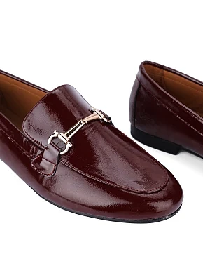 Женские слиперы лаковые бордовые - фото 4 - Miraton