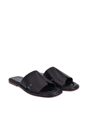 Женские шлепанцы кожаные черные - фото 2 - Miraton