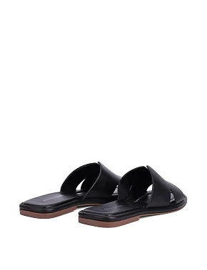 Женские шлепанцы кожаные черные - фото 3 - Miraton