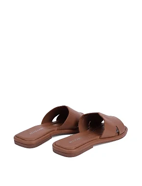 Женские шлепанцы кожаные коричневые - фото 3 - Miraton