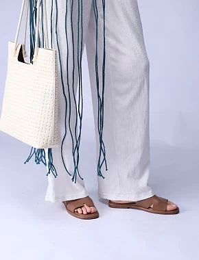 Женские шлепанцы кожаные коричневые - фото 6 - Miraton