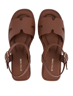 Женские сандалии кожаные коричневые - фото 1 - Miraton