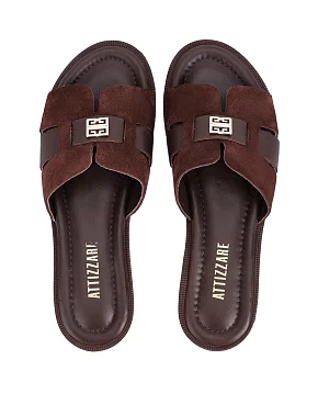 Женские шлепанцы кожаные коричневые - фото 1 - Miraton