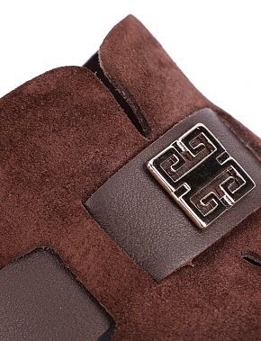 Женские шлепанцы кожаные коричневые - фото 4 - Miraton