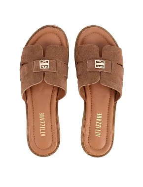 Женские шлепанцы велюровые бежевые - фото 1 - Miraton