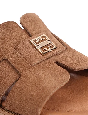 Женские шлепанцы велюровые бежевые - фото 4 - Miraton