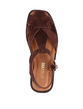 Женские сандалии велюровые коричневые - фото 1 - Miraton