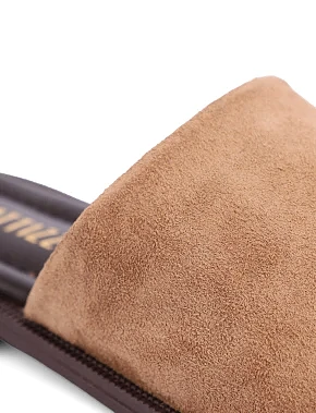 Женские шлепанцы велюровые коричневые - фото 4 - Miraton