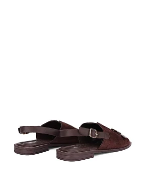 Женские сандалии кожаные коричневые - фото 3 - Miraton