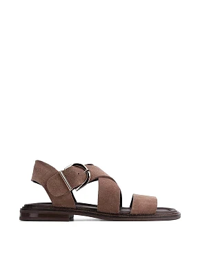 Женские сандалии велюровые бежевые - фото  - Miraton