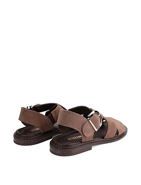 Женские сандалии велюровые бежевые - фото 3 - Miraton