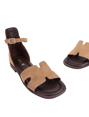 Женские сандалии велюровые коричневые - фото 1 - Miraton