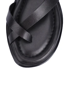 Женские сандалии кожаные черные - фото 4 - Miraton