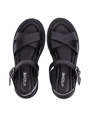 Женские сандалии кожаные черные - фото 1 - Miraton