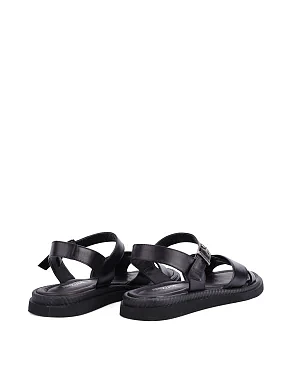 Женские сандалии кожаные черные - фото 3 - Miraton