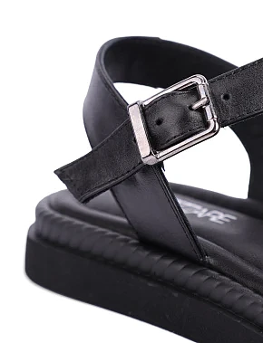 Женские сандалии кожаные черные - фото 4 - Miraton