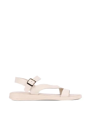 Женские сандалии кожаные рисового цвета - фото  - Miraton