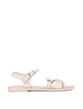 Женские сандалии кожаные рисового цвета - фото 1 - Miraton