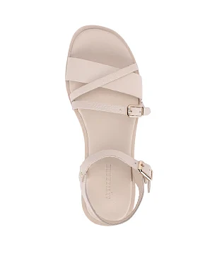 Женские сандалии кожаные рисового цвета - фото 2 - Miraton