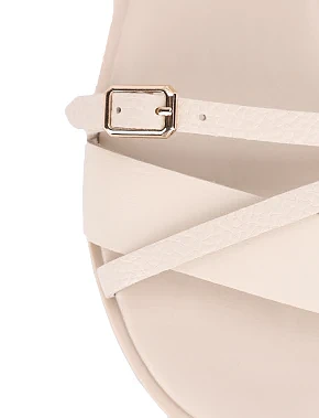 Женские сандалии кожаные рисового цвета - фото 5 - Miraton