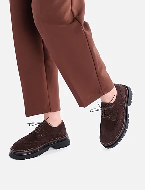 Женские туфли велюровые коричневые - фото 1 - Miraton