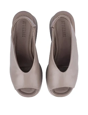 Жіночі босоніжки шкіряні рисового кольору - фото 1 - Miraton