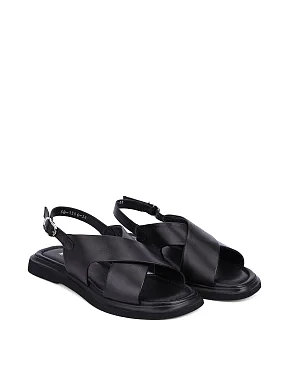 Женские сандалии кожаные черные - фото 2 - Miraton