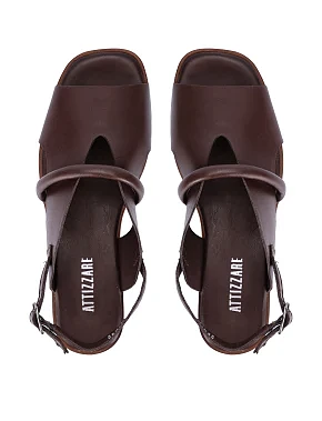 Женские сандалии кожаные коричневые - фото 1 - Miraton