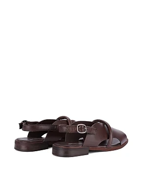 Женские сандалии кожаные коричневые - фото 3 - Miraton