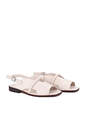 Женские сандалии кожаные рисового цвета - фото 2 - Miraton