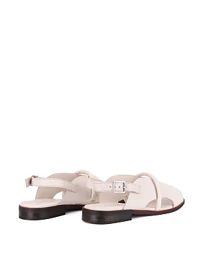 Женские сандалии кожаные рисового цвета - фото 3 - Miraton