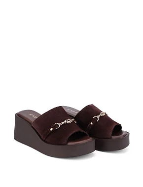 Женские сабо велюровые коричневые - фото 2 - Miraton